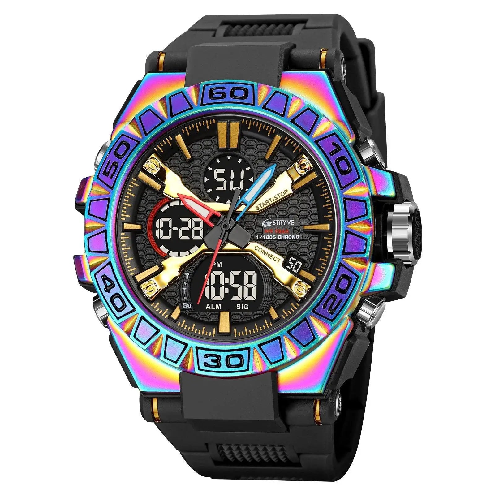 Dynamic Dual Movement Mens Sports Watch Waterproof Power