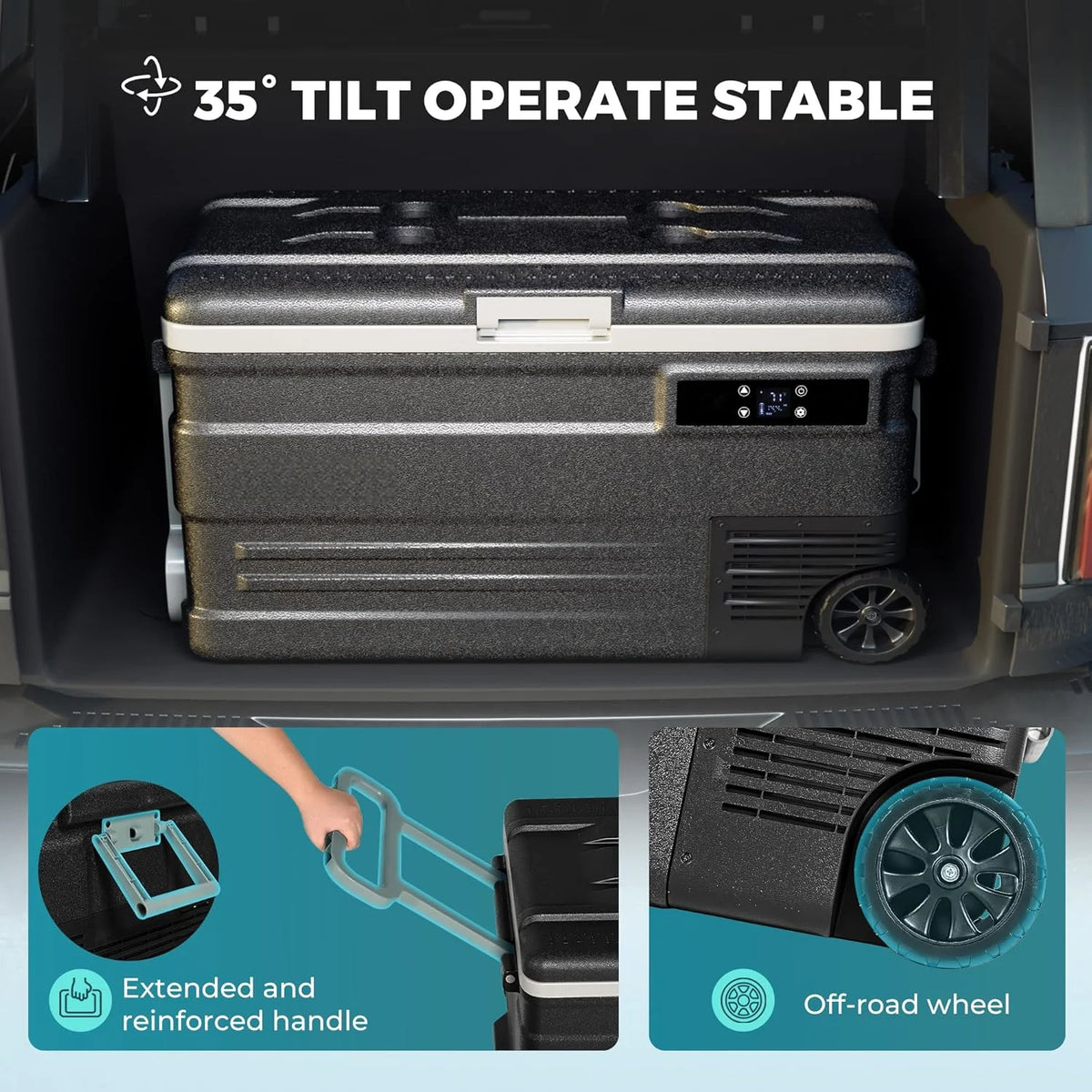 EKOJUCE Volt Car RV Car Fridge with Wheels, Volt Cooler — product view 3
