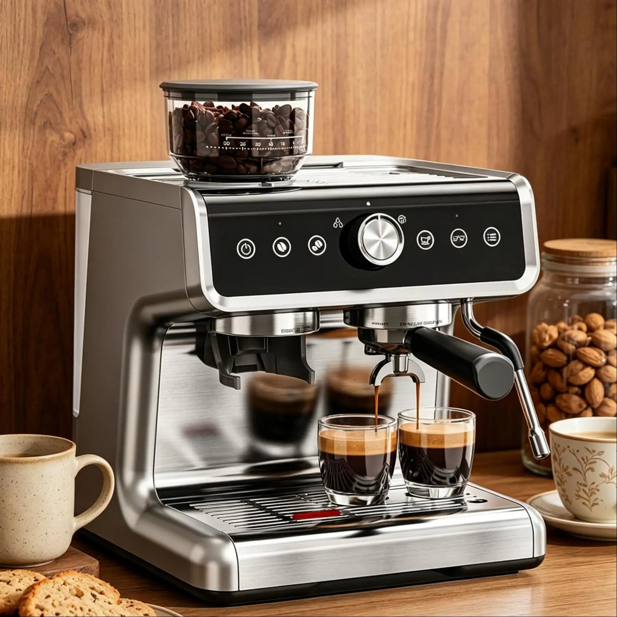 EUHOMY Espresso Machine with Grinder, Semi Automatic Coffee — product view 1