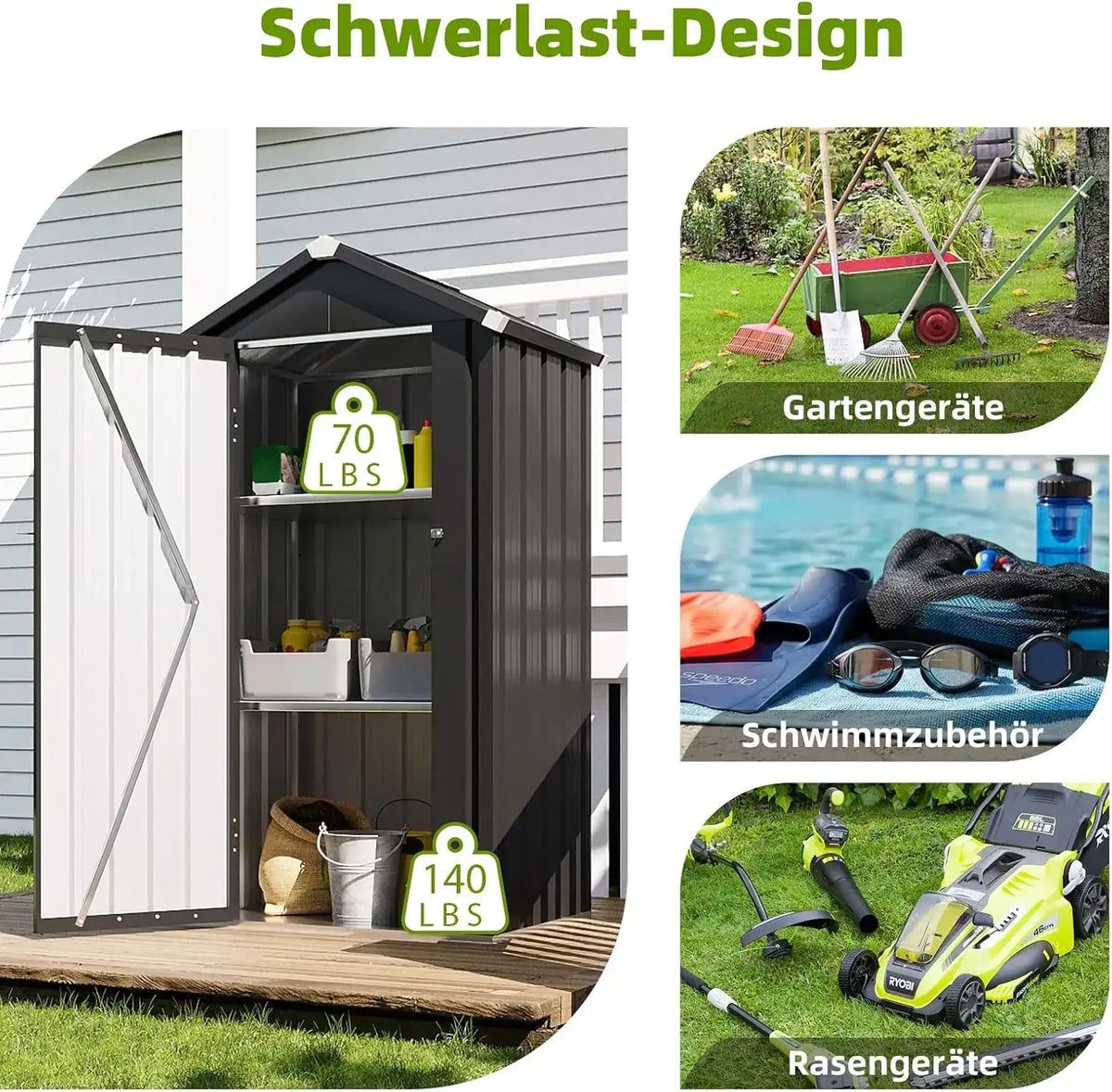 Aoxun Metal Garden Shed 3X2Ft With Base And 2 Adjustable Shelves Inclined Roof Weatherproof Lockable Door For Balcony Patio Garden Storage