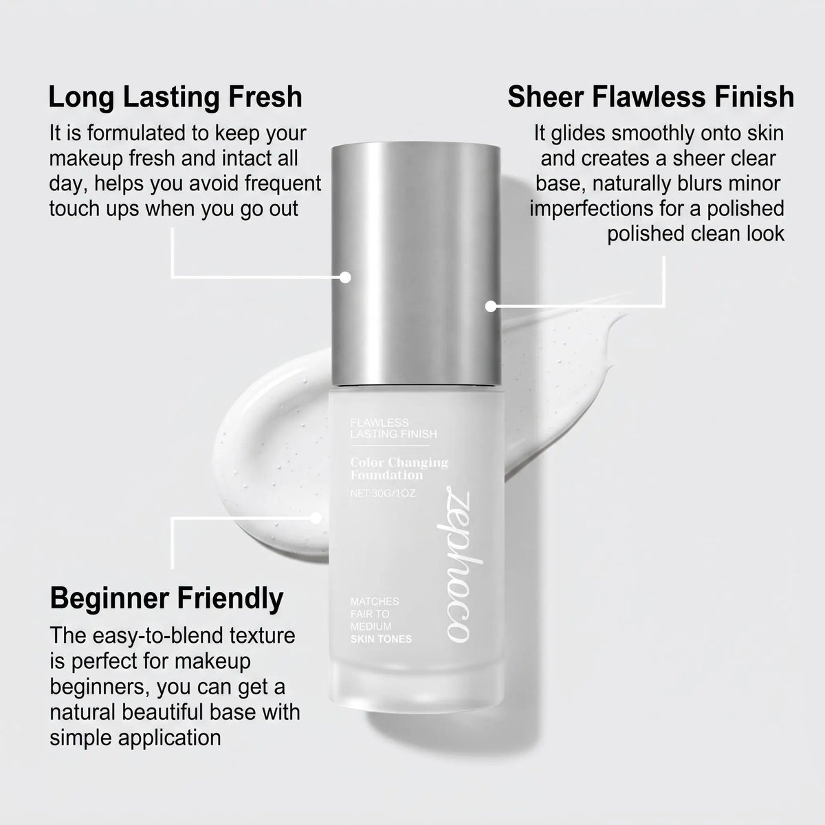 Zephoco Color Changing Foundation Waterproof