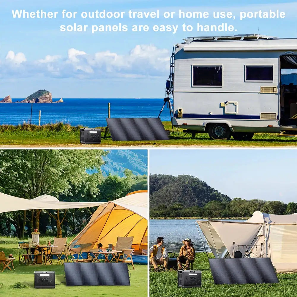 SOLARPLAY 200W Portable Foldable Solar Panel 18V Flexible Solar Panel for Family Camping Trip for Tourism Camping Power Station
