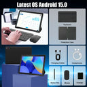 A7L 11 Inch Android15 Tablet PC Octa‑Core A523 24GB(4+20GB Virtual) 128GB ROM Widevine L1 Face ID Unlock 8200mAh Dual Speaker Tablet Complete Bundle With Keyboard Mouse Case Stylus Pen Headphones Charger`
