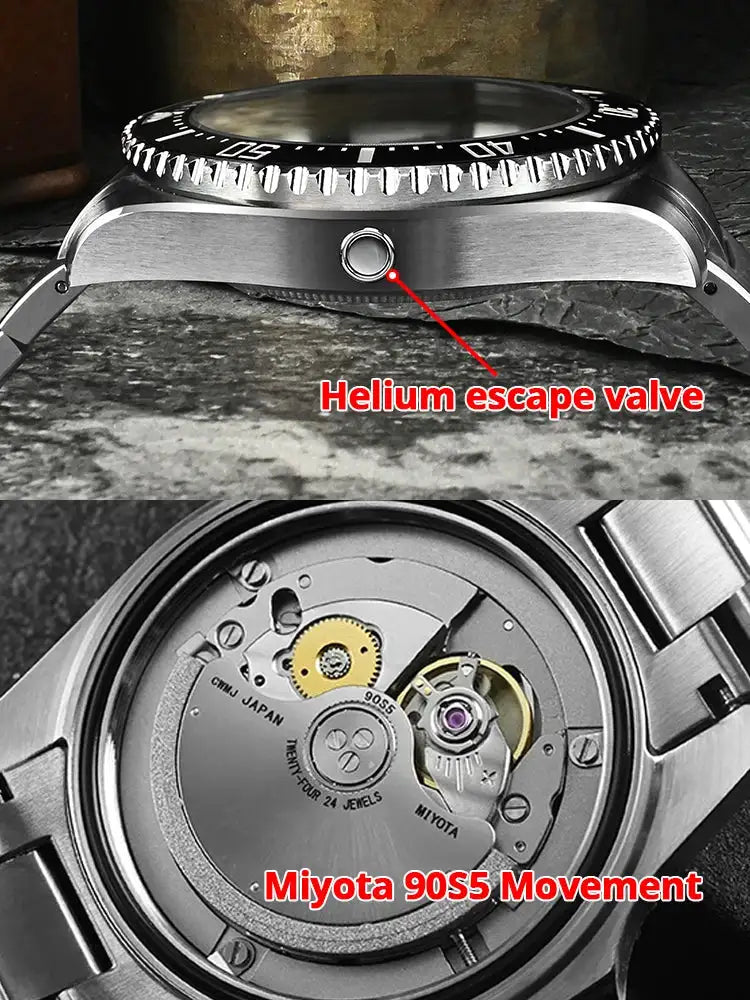 San Martin Official 42mm Men Diver Watch Wave Texture Dial Miyota 90S5 Automatic Mechanical Luxury Watch Waterproof 600m SN0126