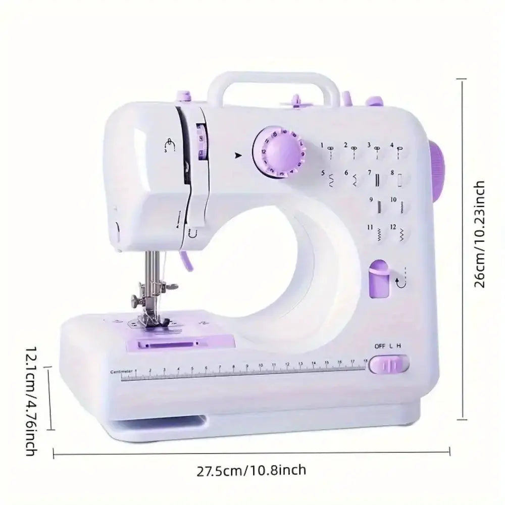 Electric Sewing Machine with Extension Table, Foot Pedal, Light, and Sewing Kit Tools for 12 Built-in Stitches and 2 Speeds