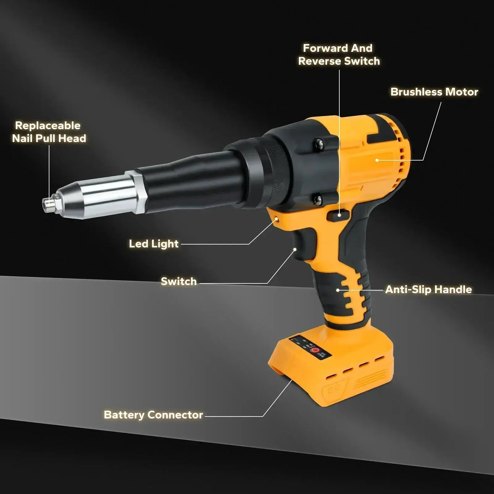 Brushless Cordless Rivet Gun 2.4 To 4.8 Mm 20V Battery