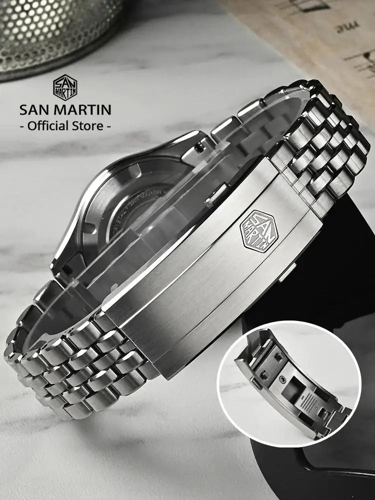 San Martin 36mm Gada Watch Classic Simple Enamel Dial Miyota 90S5 Original Design Dress Men Automatic Mechanical Watches SN0144