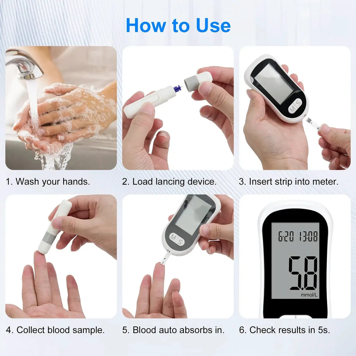 Blood Glucose Meter Glucometer Medical Diabetes Tester Blood — product view 4