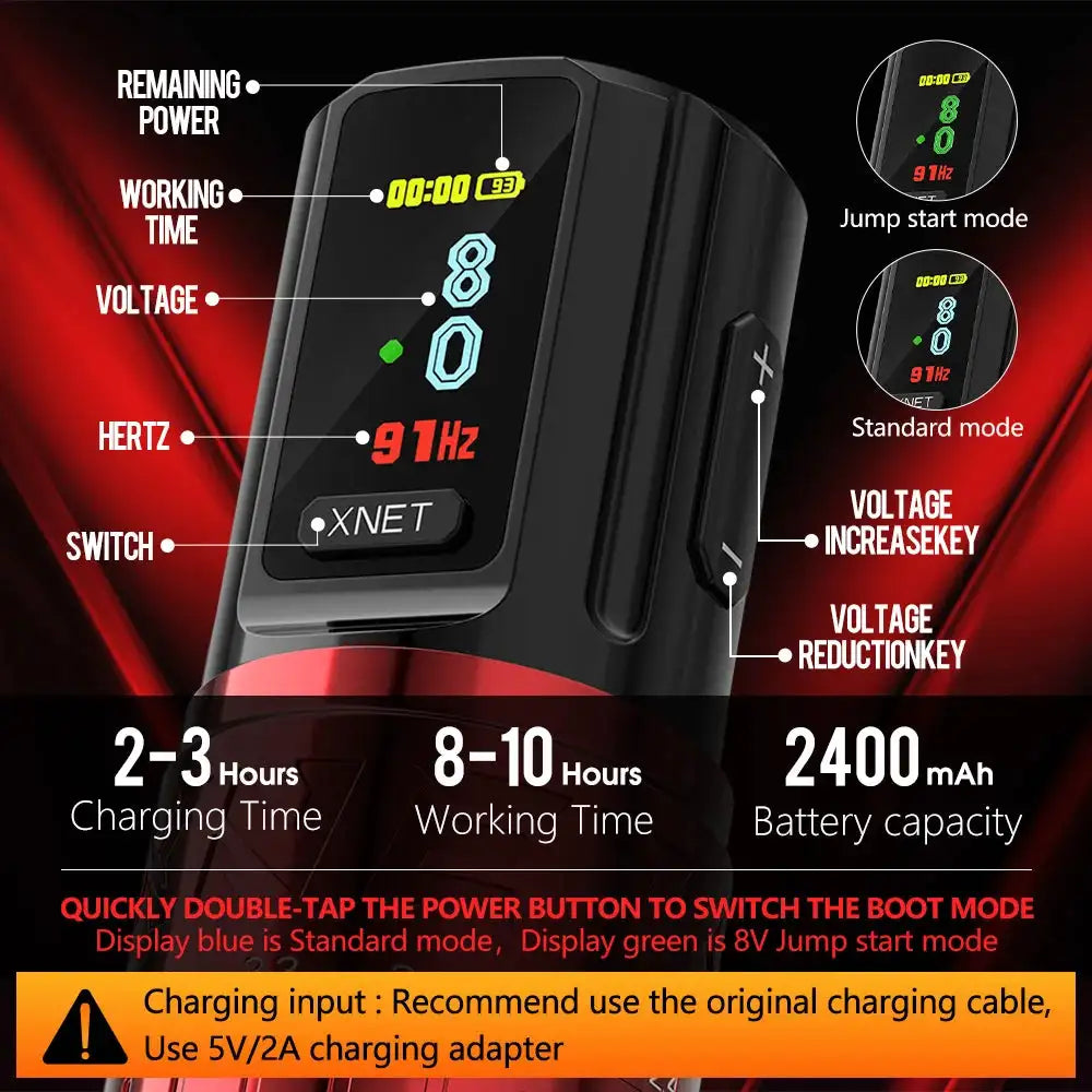 XNET Bestia Professional Wireless Tattoo Machine Pen Adjustable Stroke 2.4-4.2 OLED Display 2400mAh Battery For Tattooartist