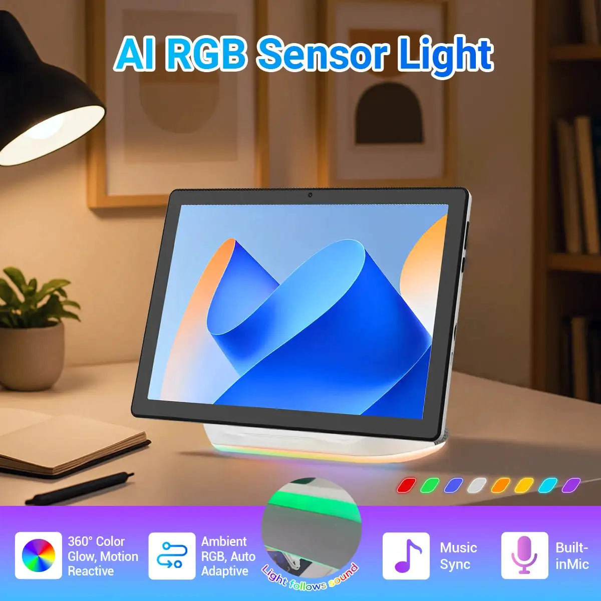 BUFO A10PRO 10.1 Inch A523 Octa Core Tablet 14GB(3+11G) RAM 64GB ROM Android 14 1280*800 HD LCD Screen 5000mAh Battery Detachable Speaker Dock Face Unlock Widevine L1 TF Card Up to 1TB Tablet PC