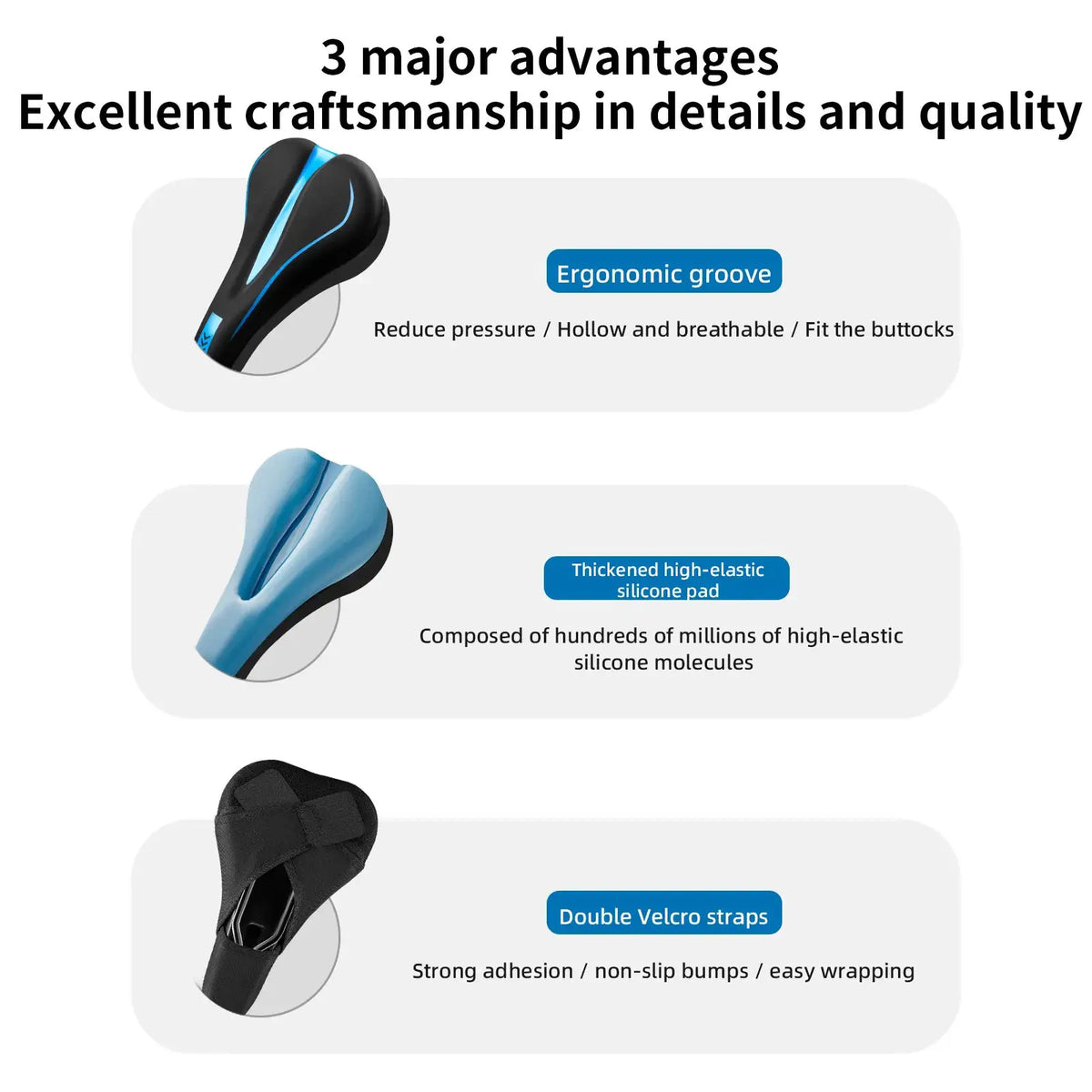 TOSUOD Bicycle Saddle Cover Thicken Comfortable Silicone PU Leather Mountain Road Bike Cycling Shockproof Pad Cushion Cover