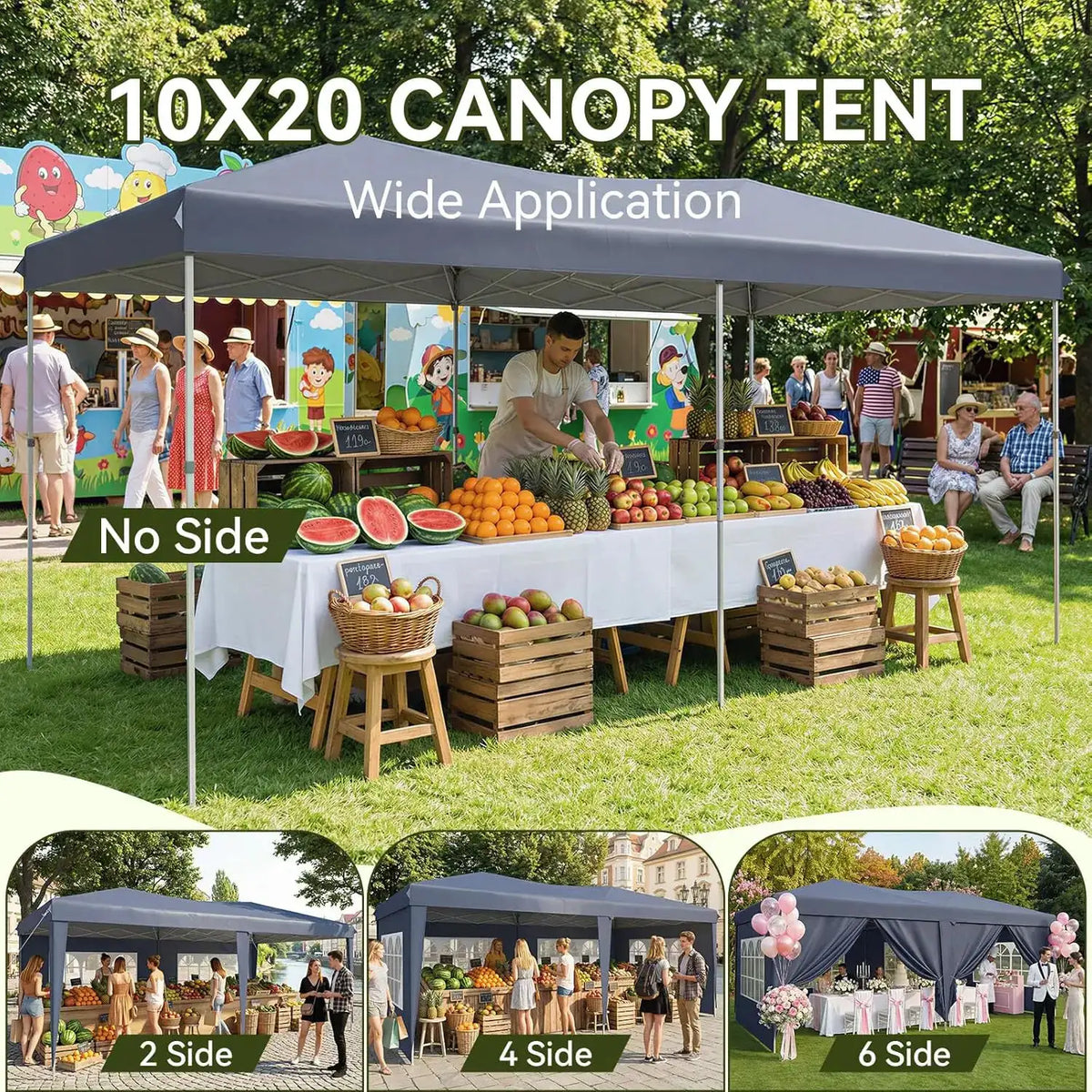 Nordivale 10x20FT Pop Up Gazebo Tent with 6 Sidewalls Waterproof Folding Canopy for Wedding Outdoor Party Commercial Market