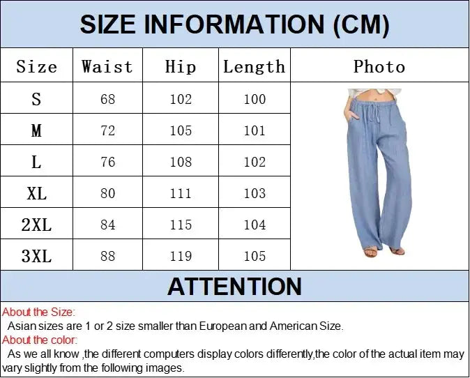 Women Cotton Linen Wide Leg Pants High Waist Summer Autumn - OurLum.com
