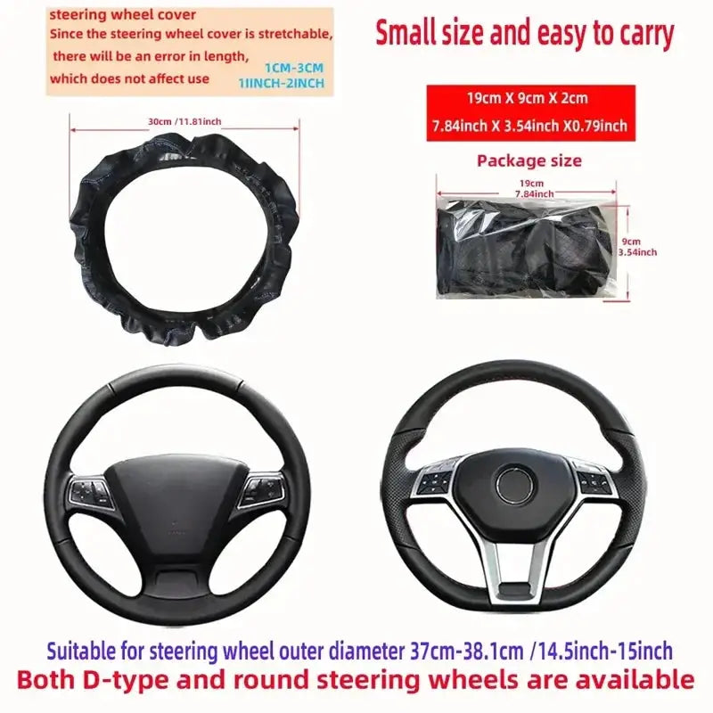Artificial Leather Steering Wheel Cover 14.5 To 15 Inches