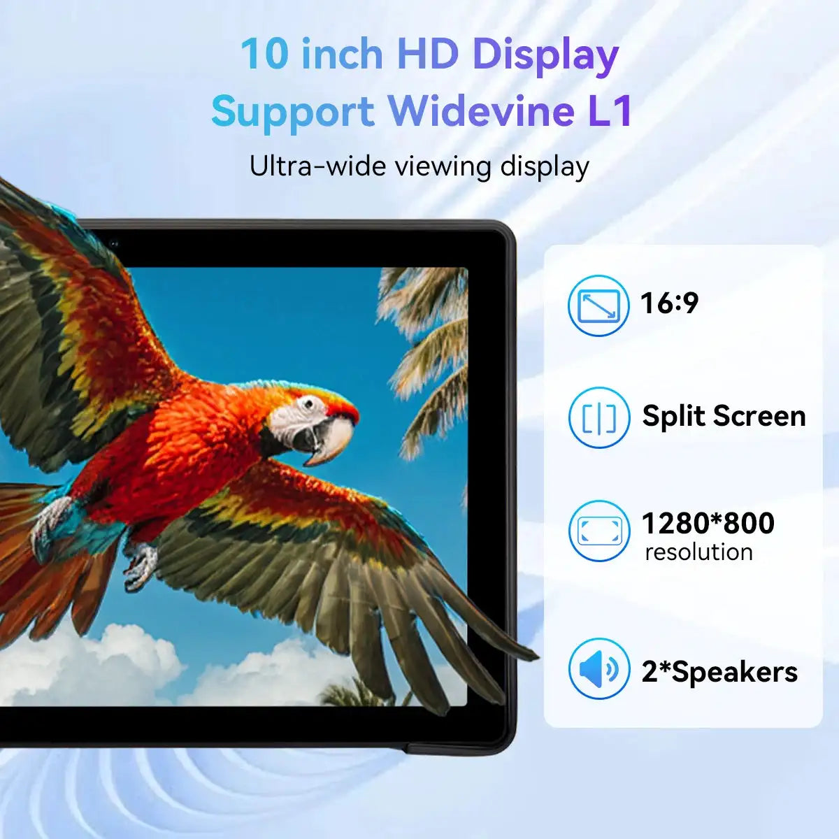 BUFO Octa‑Core Android 15 Tablet US Local Warehouse, 10.1 Inch IPS HD Screen Widevine L1 Support 30GB(6+24) RAM 128GB ROM 6200mAh Battery TF 1TB Expand Dual Camera