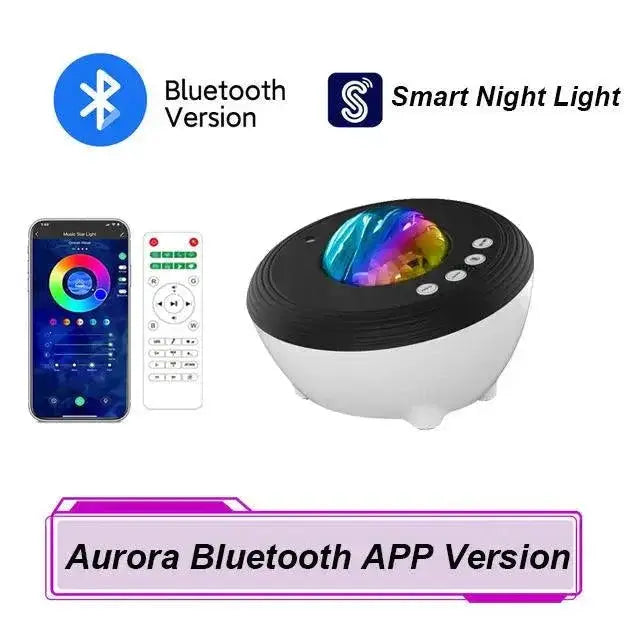 Star Projector LED Aurora Night Light With Bluetooth Speaker
