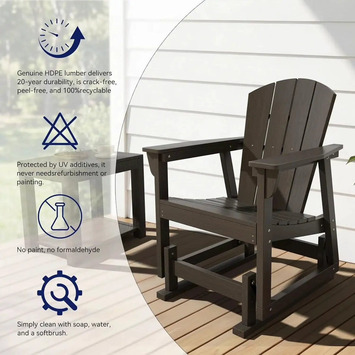 HDPE Outdoor Patio Rocking Chair