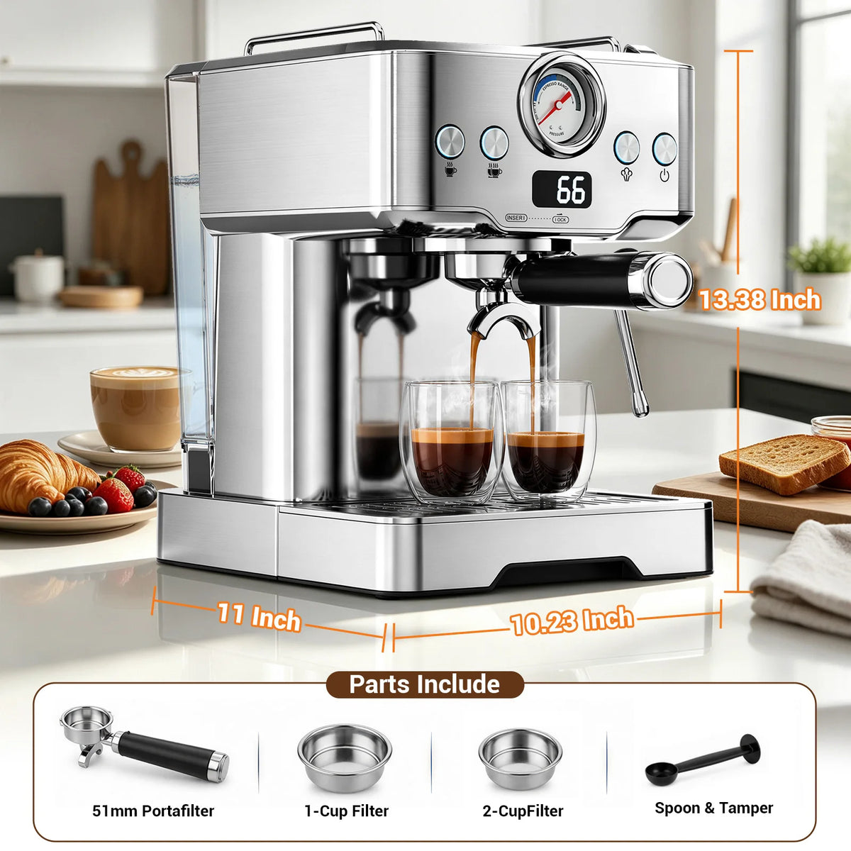 Ultra Espresso Machine, Barista Espresso Maker with Steam Wand | — product view 8
