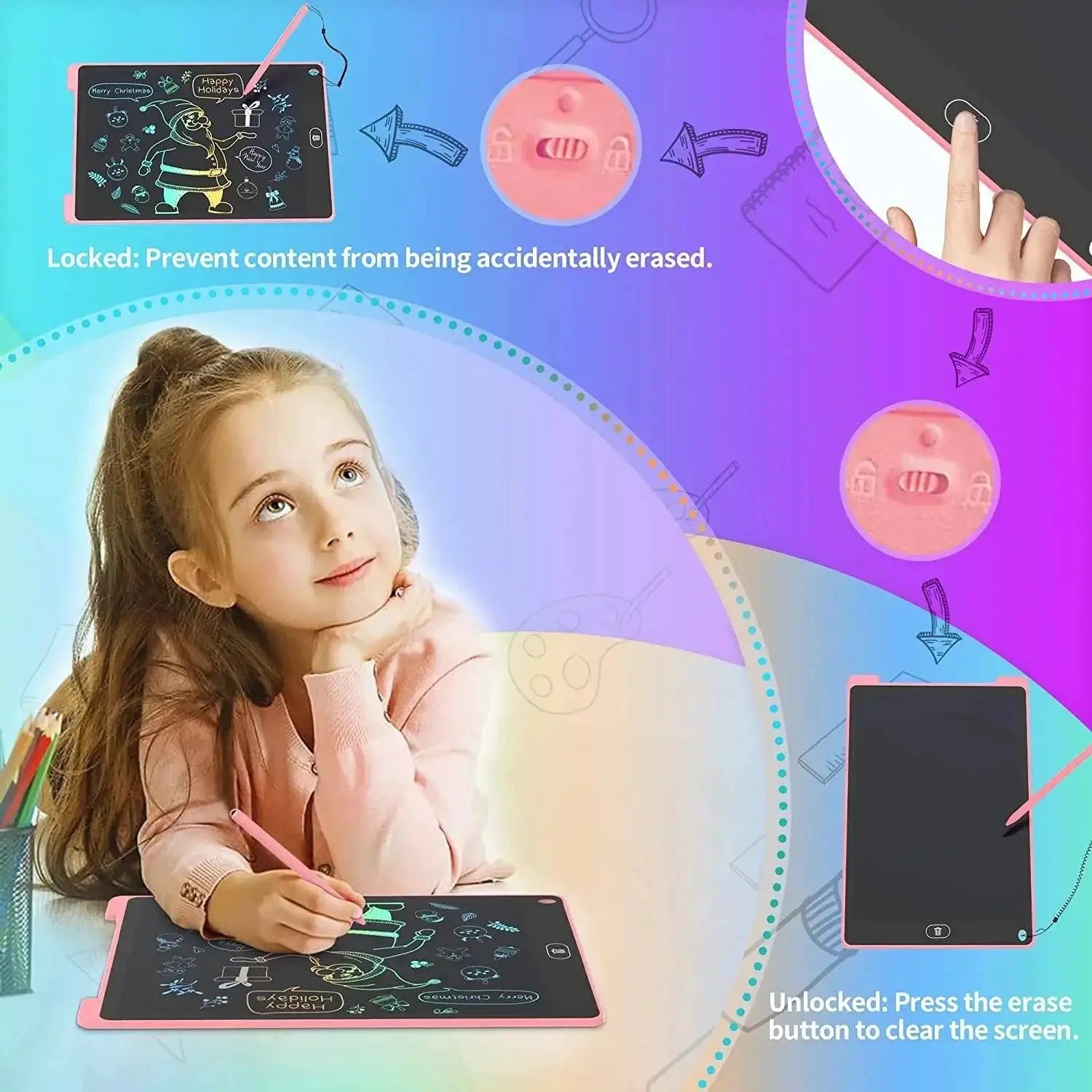 Drawing Tablet LCD For Kids Creative Writing Board 8 Inch