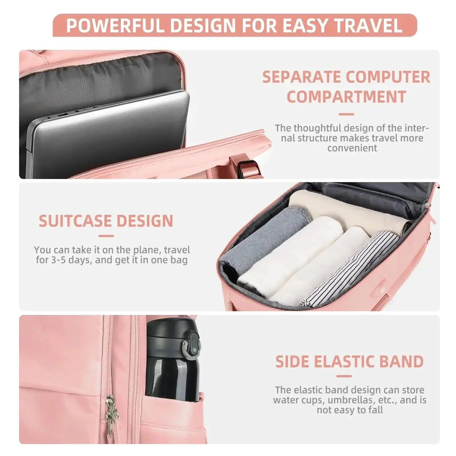 Stylish Women's Waterproof Travel Backpack Large Capacity