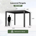 Louvered 10x10ft Aluminum Pergola