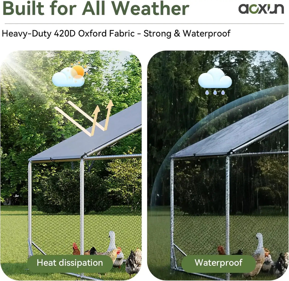 Nordivale Large Metal Chicken Coop 19x10ft Outdoor Walk In Hen House With Spire Roof Security Lock Yard Farm Enclosure Cage