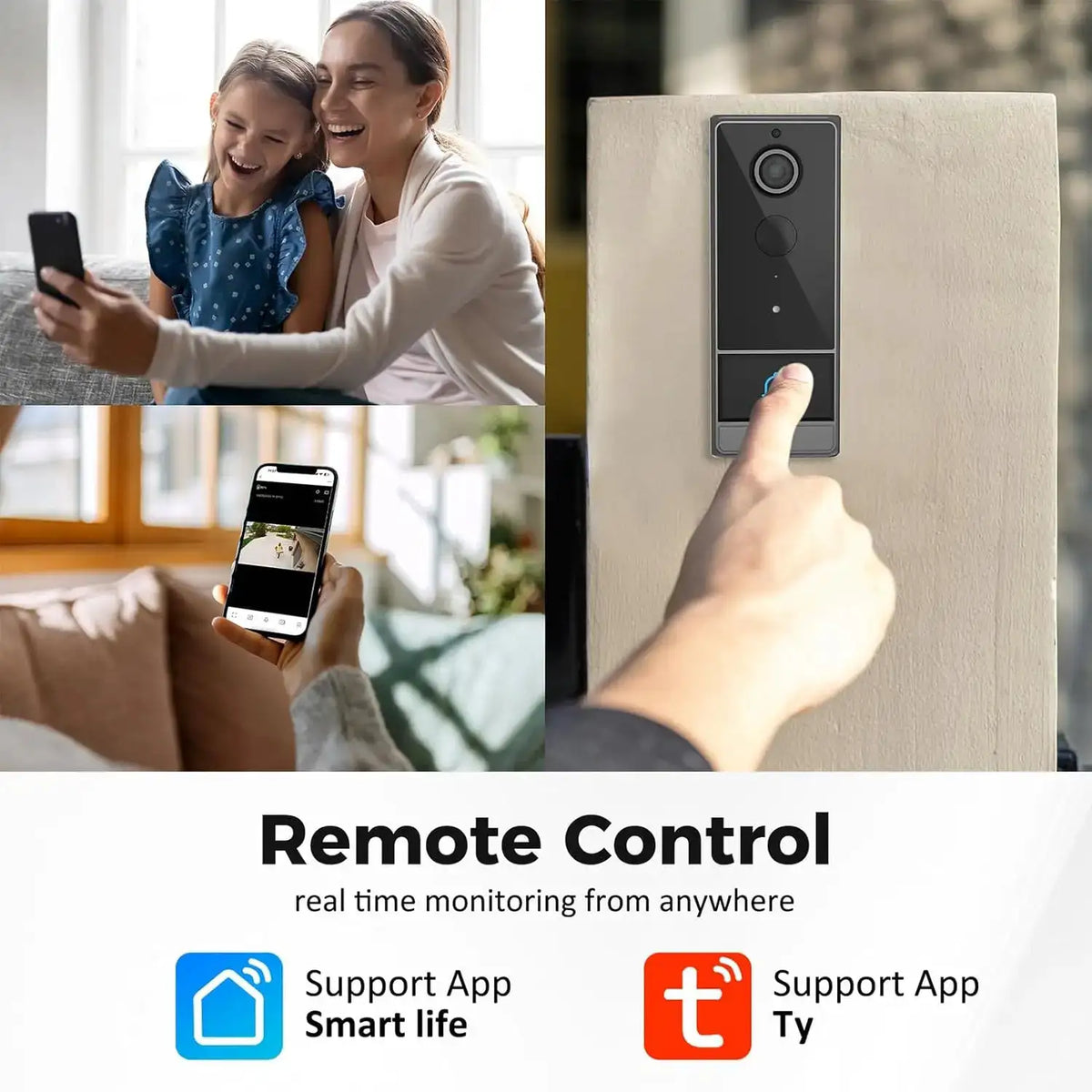 XBIBI Wireless Camera, Multi-combination Smart Doorbell, Wide-angle Video Surveillance, Two-way Voice Intercom, Cloud Storage, Support For Rechargeable Batteries, Equipped With AI Human Body Detection And 2.4G WiFi Connection