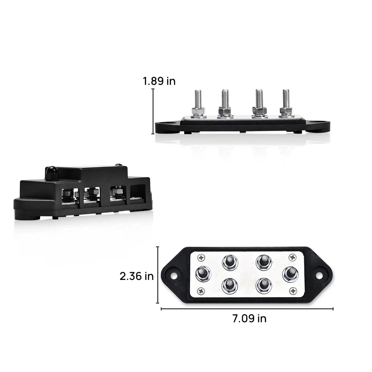 ECO-WORTHY 400A Busbar with 6×M8 Studs, One Set of Two for Parallel Batteries