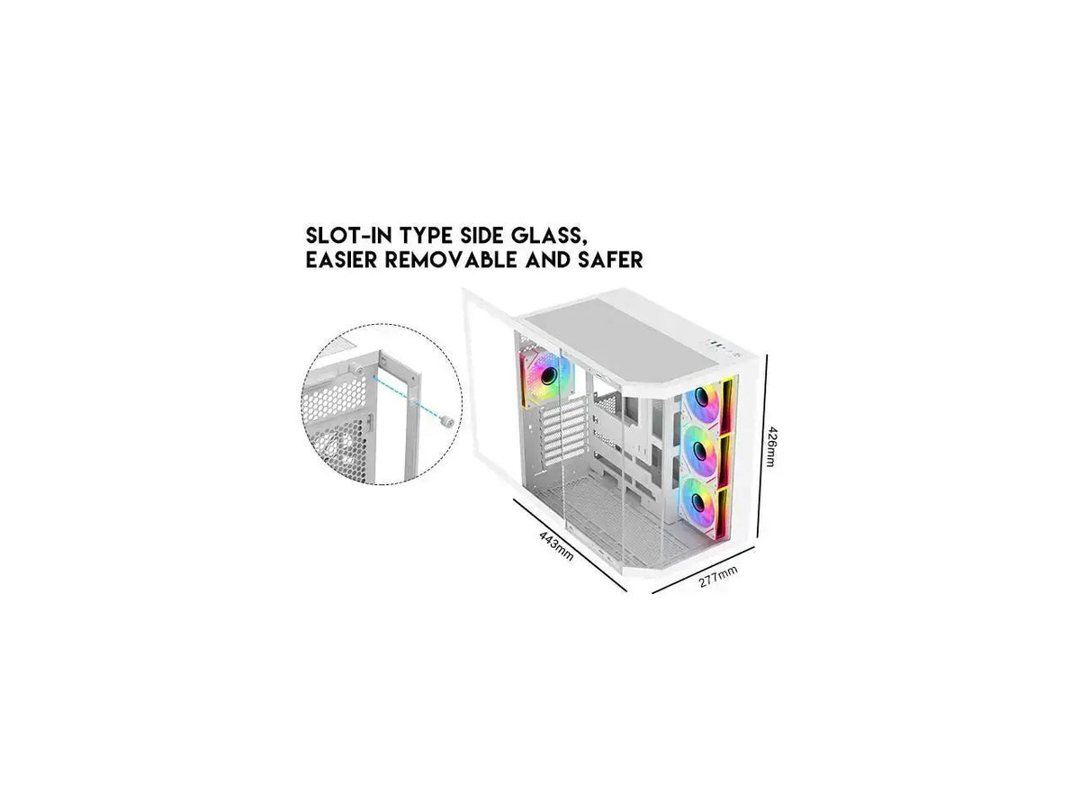 DIYPC White Dual-Chamber PC Case — product view 3