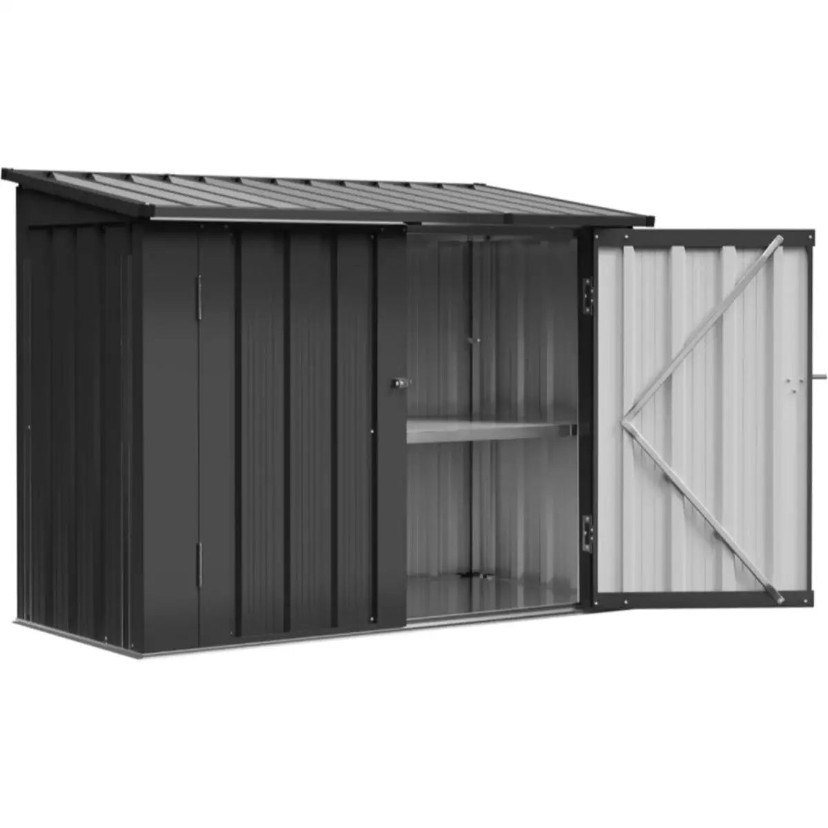 Nordivale 4x2FT Outdoor Storage Cabinet 20 Cu Ft Metal Storage Shed All Weather Tool Storage Box Hydraulic Lid Lockable Doors Patio Garden Garage Black