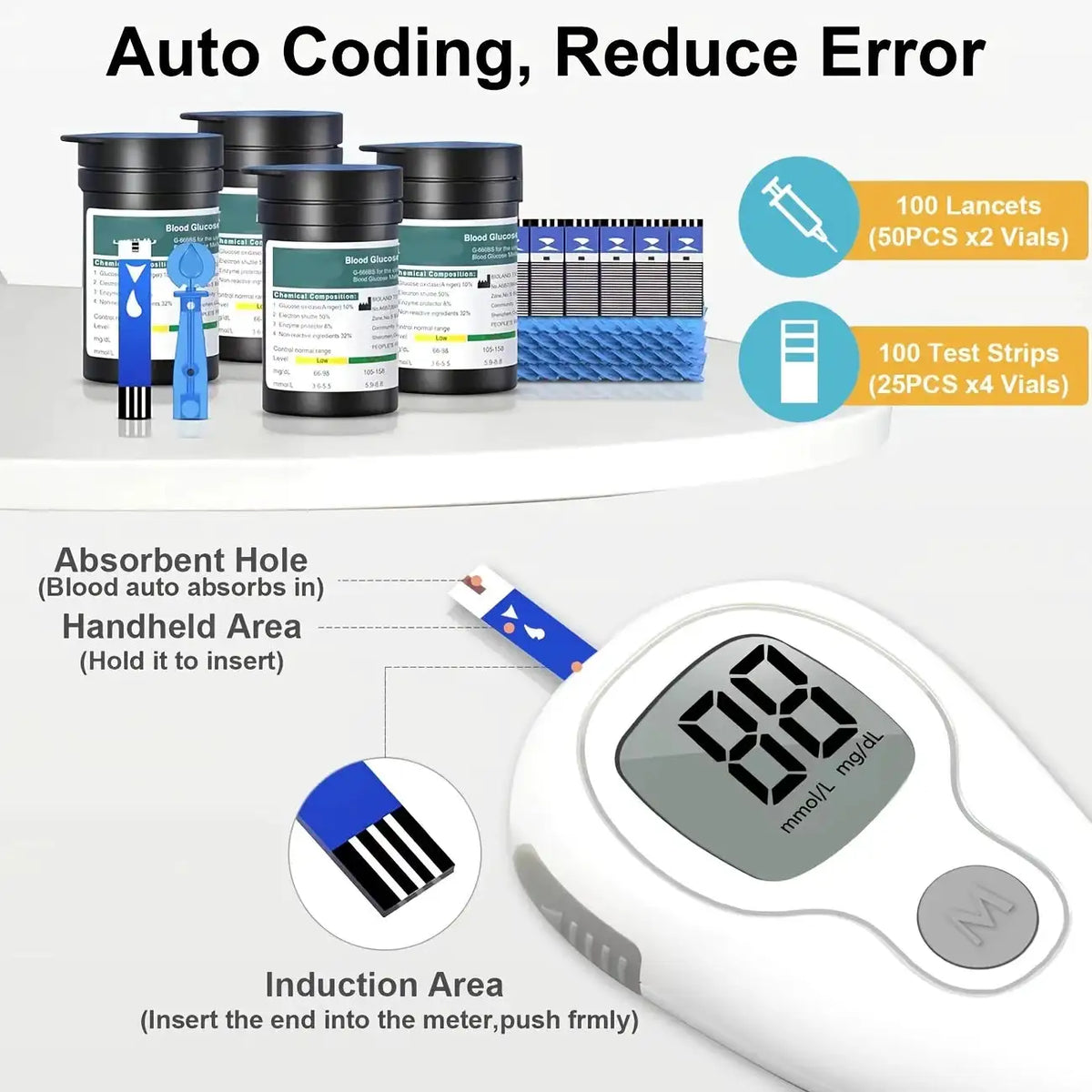 Blood Glucose Monitor Kit Auto-Coding Glucometer for Diabetes — product view 8