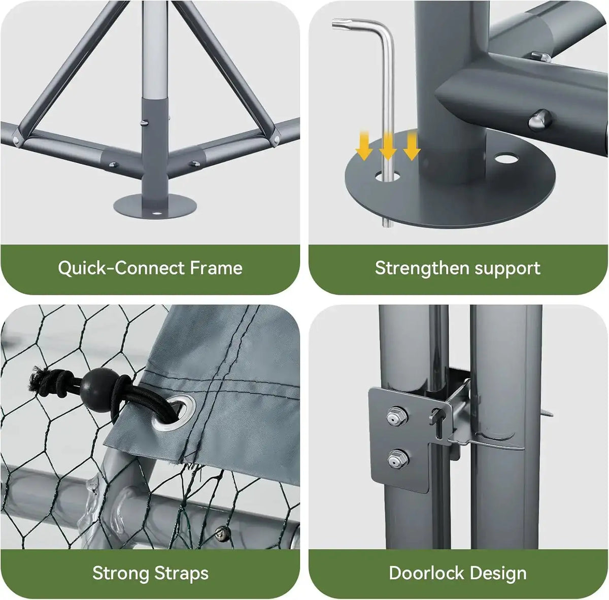 Nordivale Large Metal Chicken Coop 19x10ft Outdoor Walk In Hen House With Spire Roof Security Lock Yard Farm Enclosure Cage
