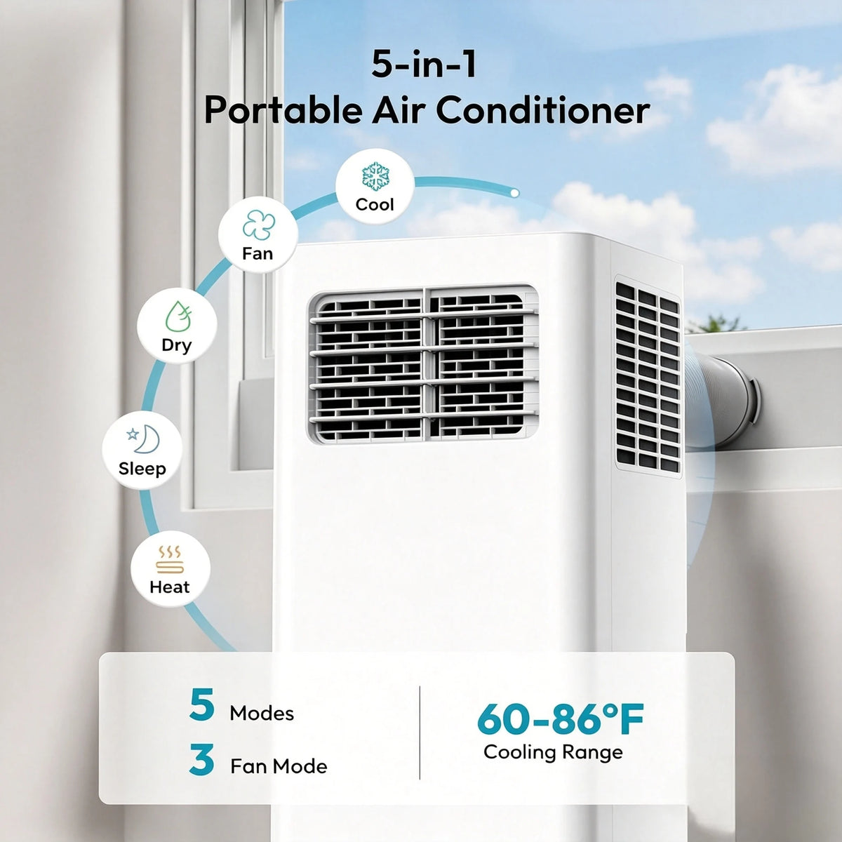 EKOJUCE Portable AC Machine, BTU Multi‑Functional Air Conditioner — product view 2