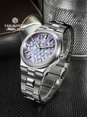San Martin Original Design Spliced MOP Dial Integrated Bracelet Miyota 90S5 Automatic Mechanical Watches Men Sports Watch SN0149