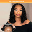 Short Deep Curly Glueless Bob Wig 100% Human Hair Lace Front