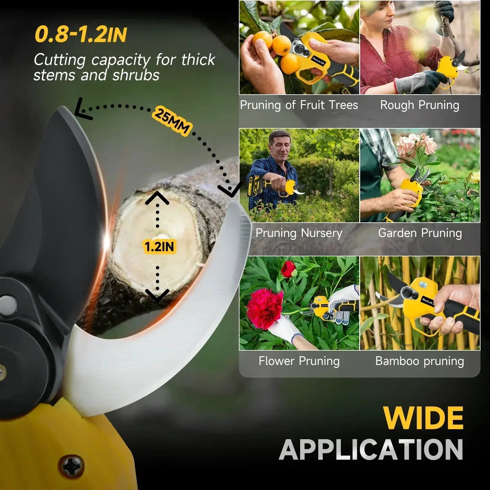 Cordless 480W Brushless Electric Pruning Shears With LCD