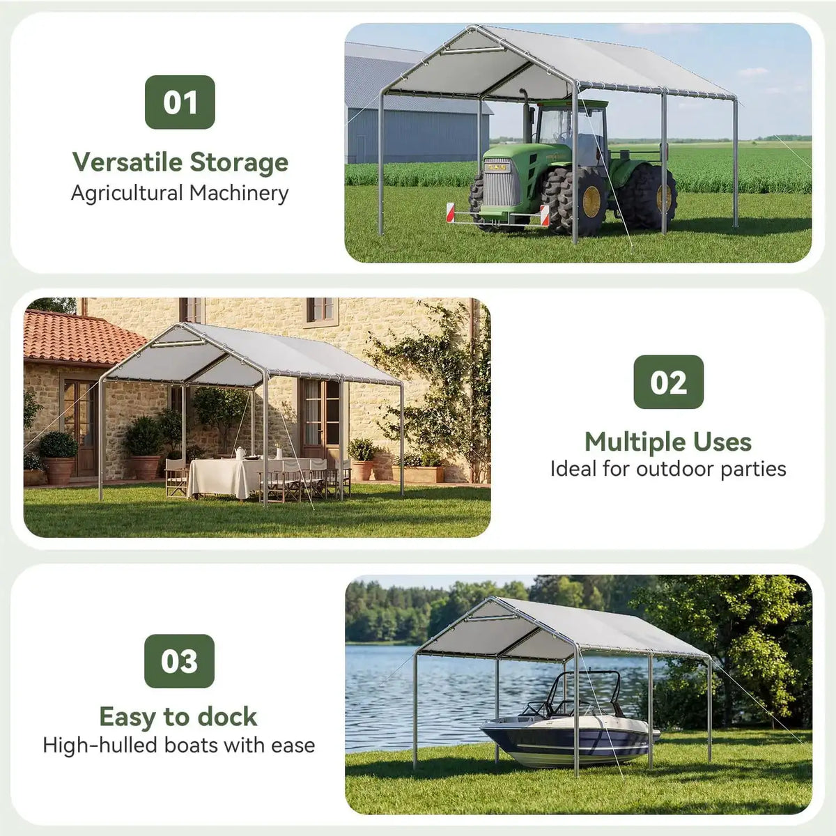 Portable Steel Carport Canopy White