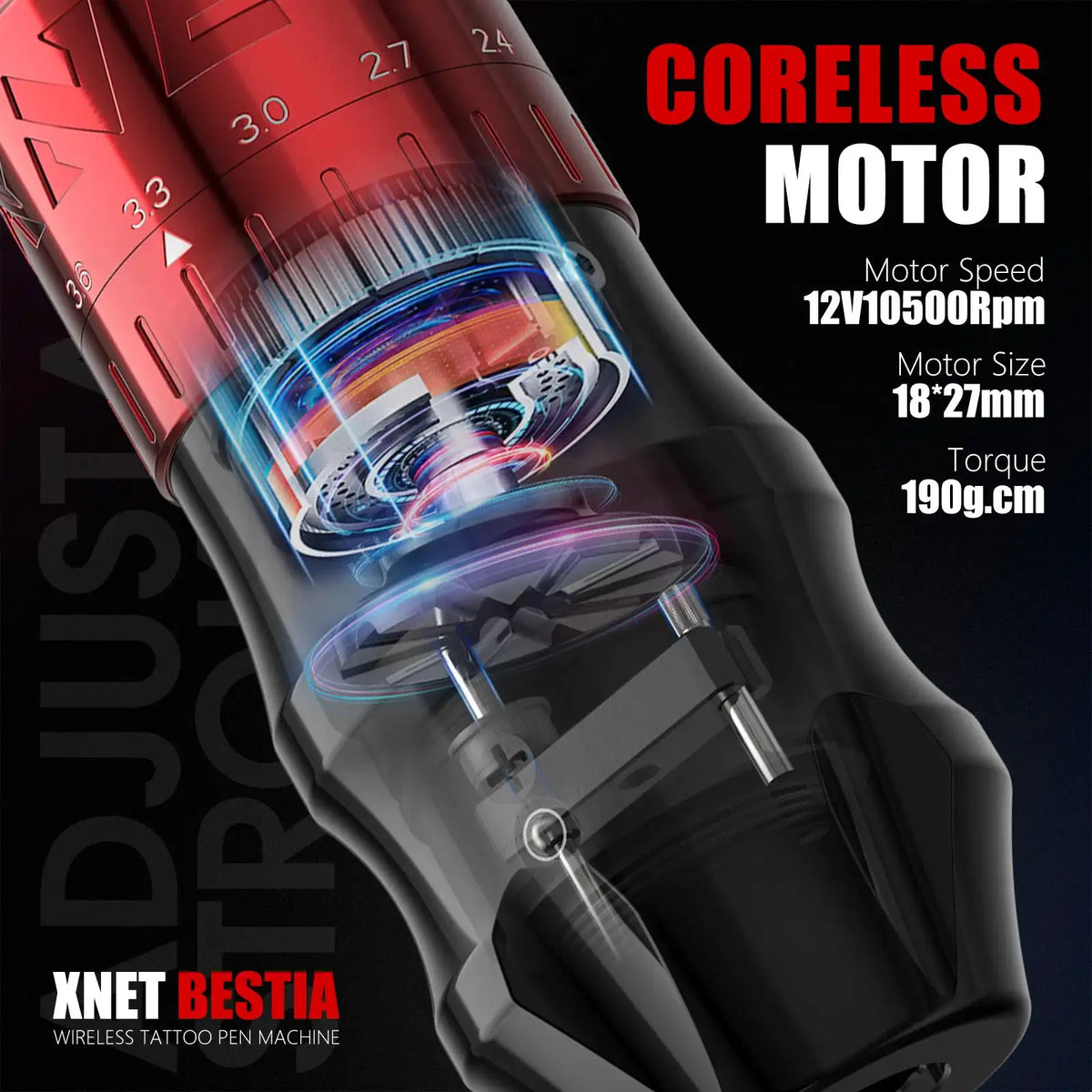 XNET Bestia Professional Wireless Tattoo Machine Pen Adjustable Stroke 2.4-4.2 OLED Display 2400mAh Battery For Tattooartist