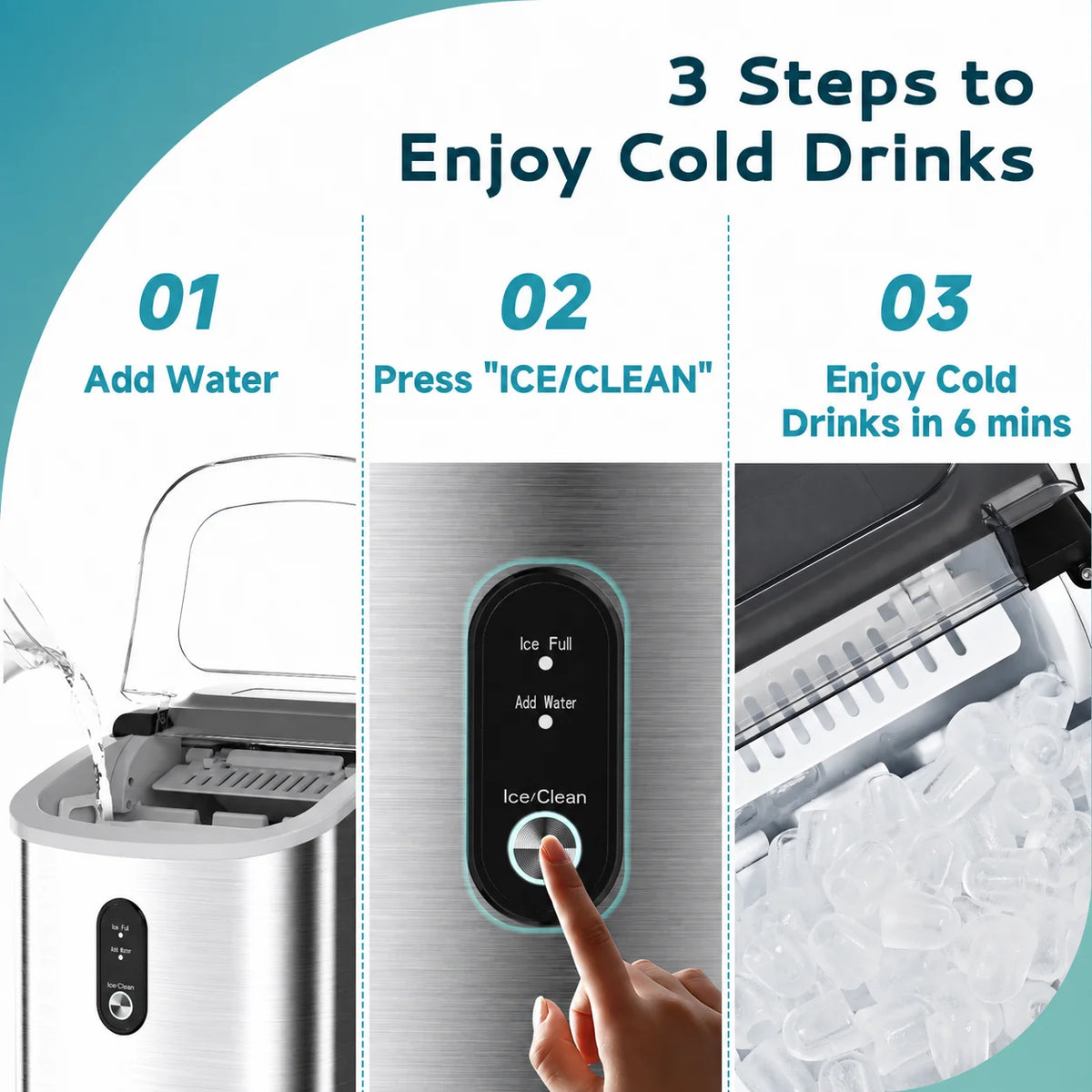 EKOJUCE Pound Bullet Ice Machine, Compact & Portable, Sonic — product view 3