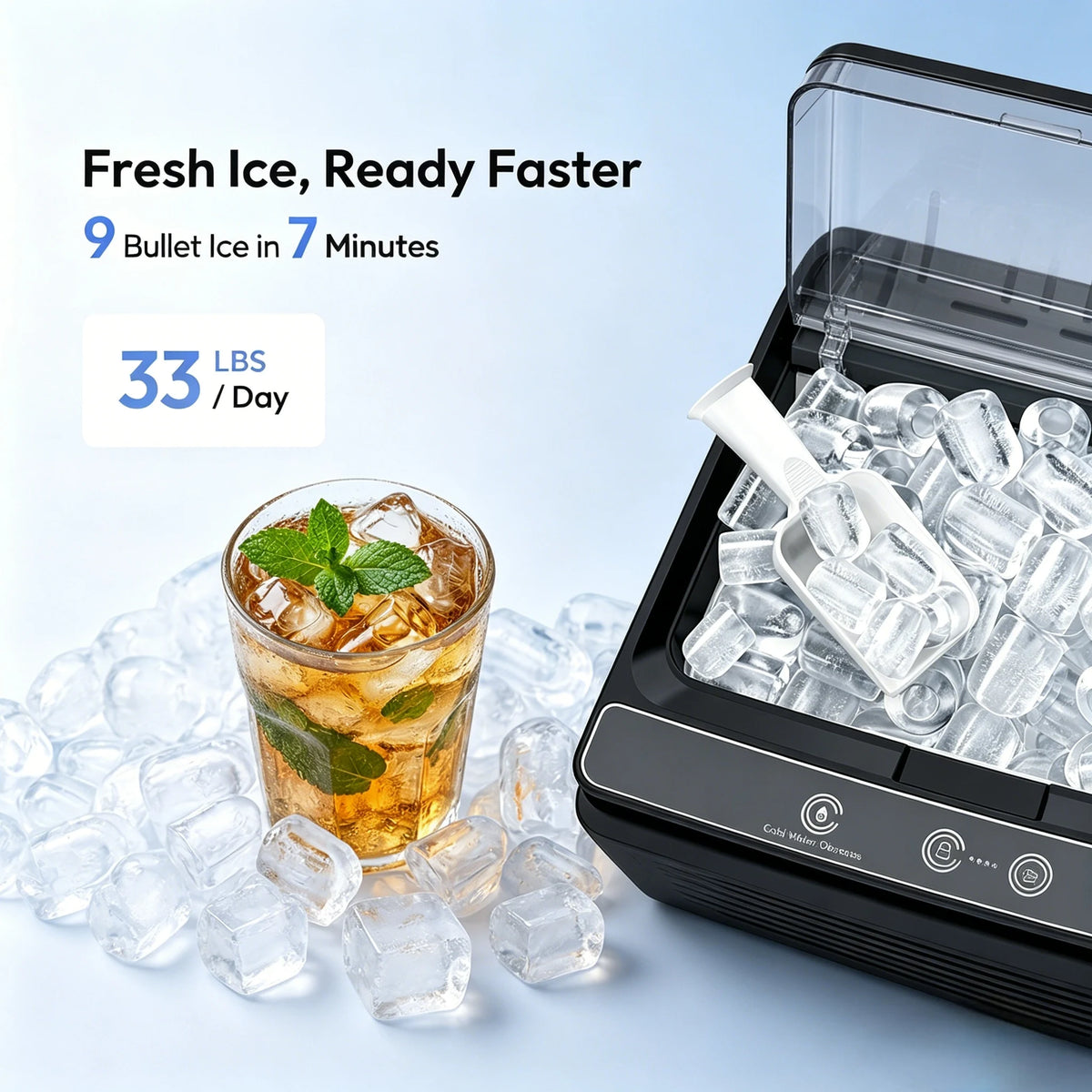 EUHOMY Water Dispenser with Ice Maker, Bottom-Loading Hot, Room & — product view 3