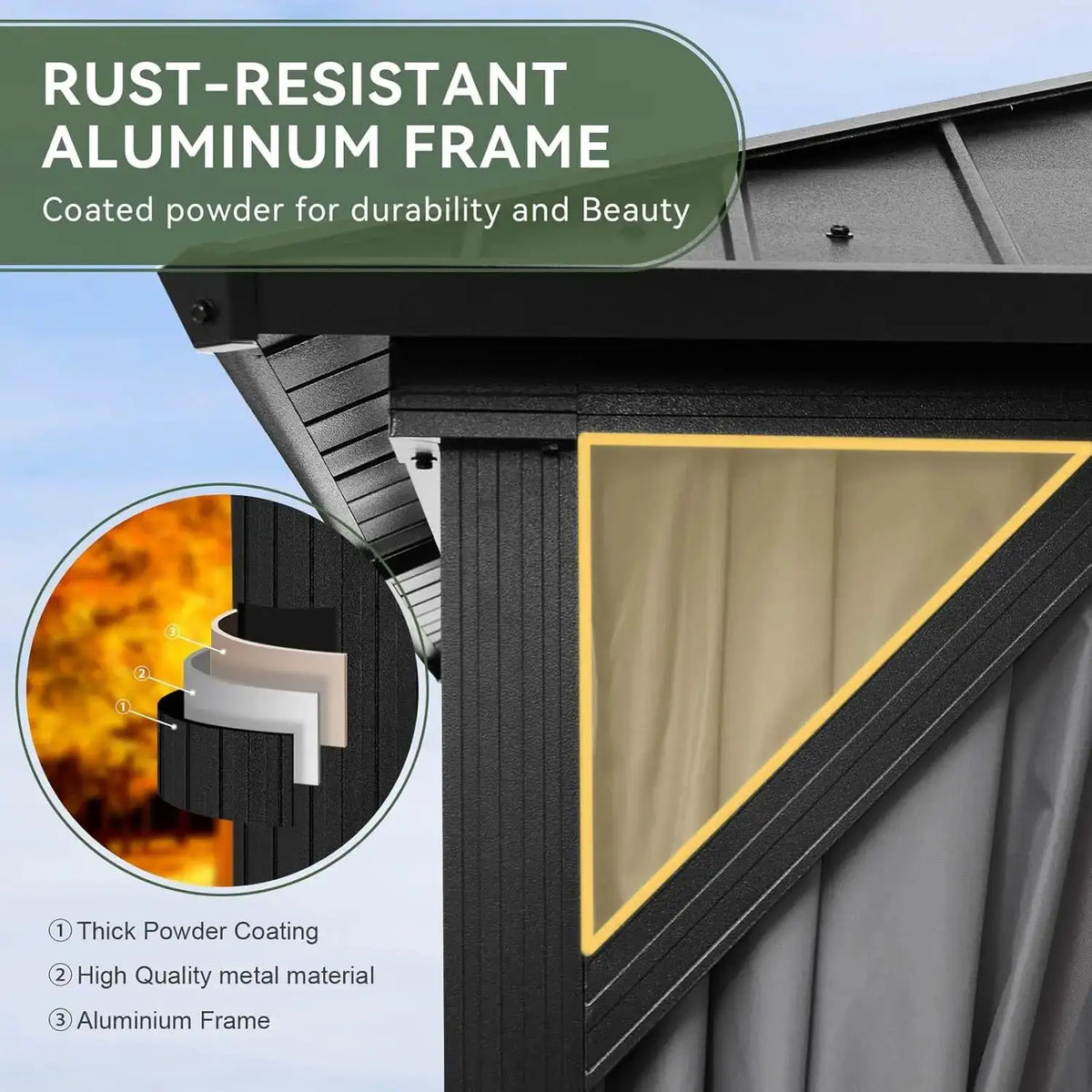 Aoxun 12x20ft Hardtop Pavilion Aluminum Outdoor Pavilion With Drainage System Permanent Metal Pavilion With Privacy Curtains And Nets For Poolside And Backyard Use