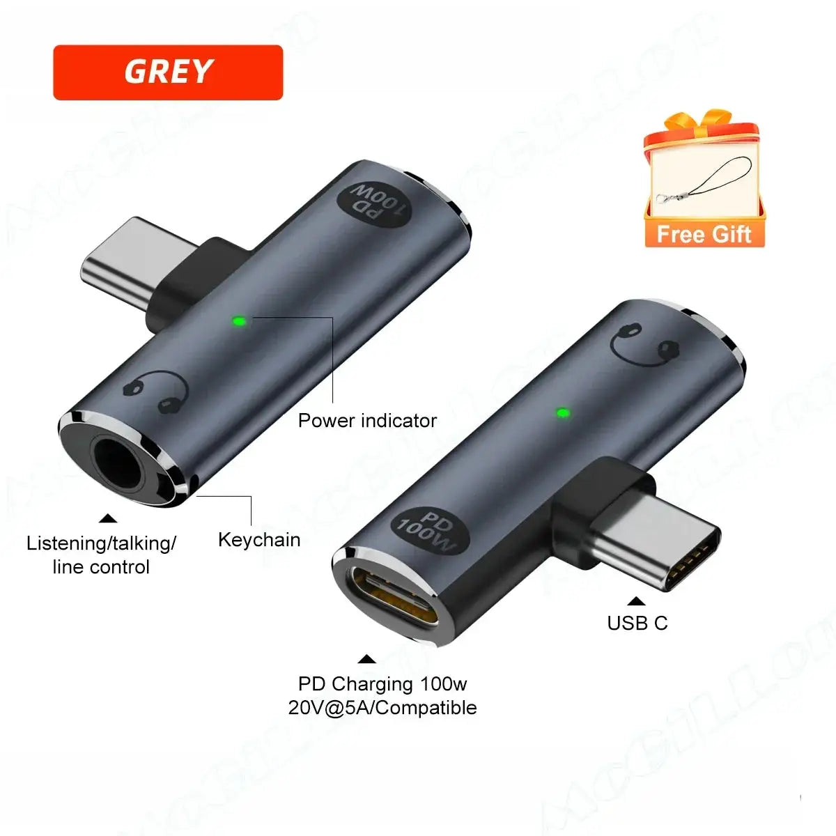 PD100W Type C to 3.5mm Audio Adapter 2 in 1 USB C to Headphone Jack Adapter USB C Charge Adapter Headphone Adapter for iPhone 16