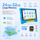 BUFO KB09 7 Inch Kids Tablet Android 15 Go 24(3+21)GB+32GB Widevine L1 WiFi6 BT5.4 1TB Expandable Children Learning Tablet PC With Shockproof Silicone Case