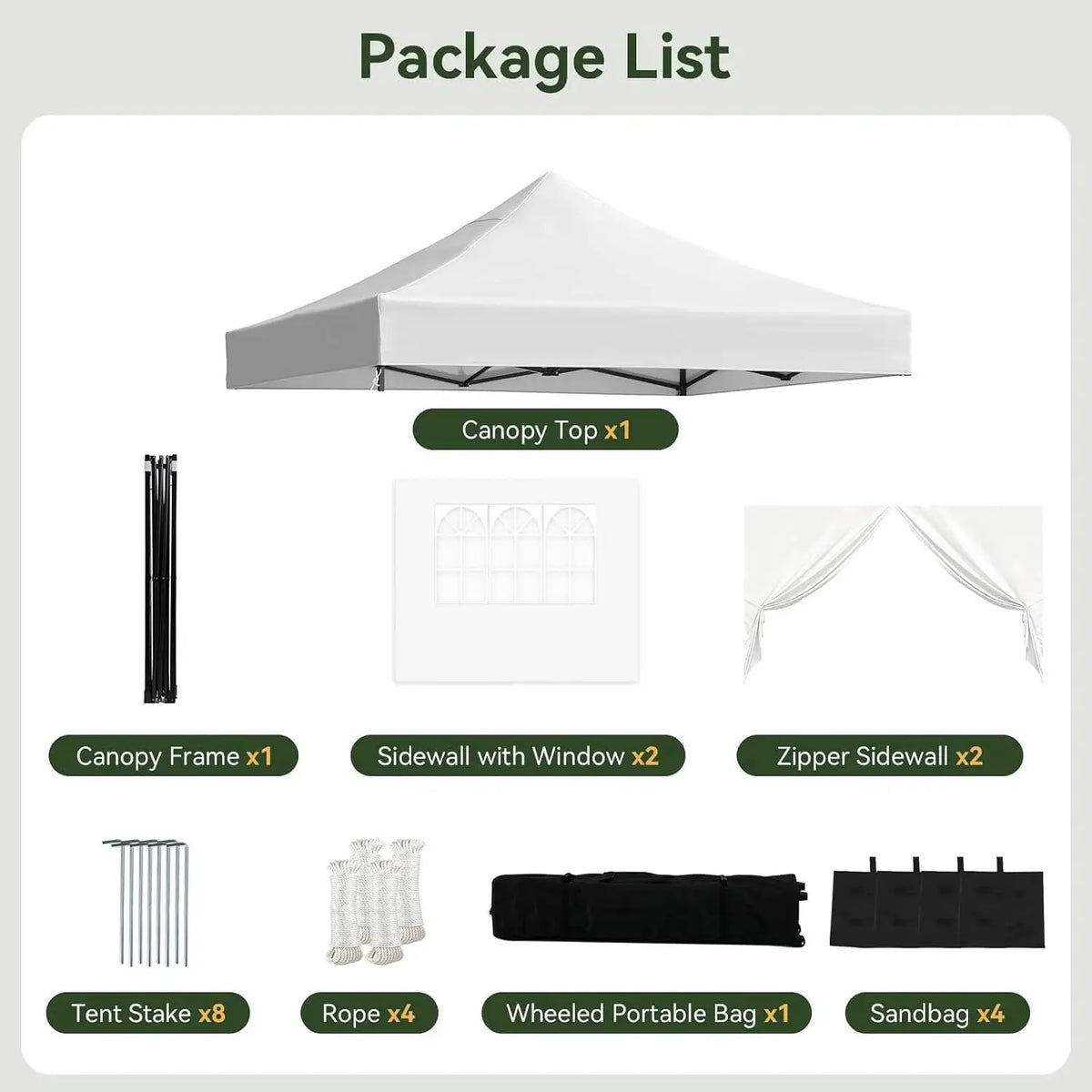 Aoxun 3 x 3m Pop-Up Gazebo Waterproof Heavy-Duty Canopy Tent with Sidewalls, UV Protection, Roller Bag, and Sandbags for Camping, Beach, Weddings, Parties, and Outdoor Shelter