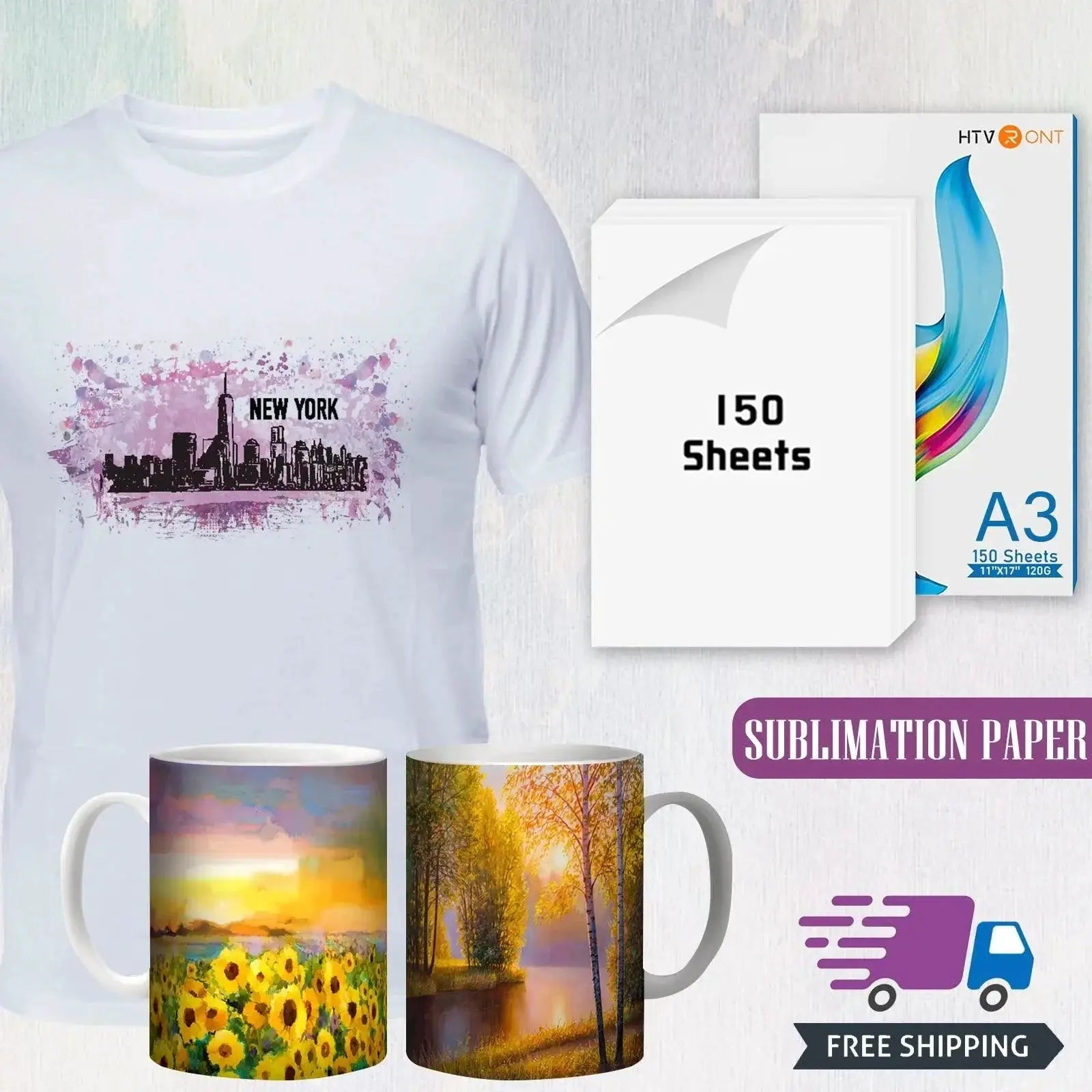 HTVRONT A3 150 Sheets Sublimation Paper for Inkjet Printing
