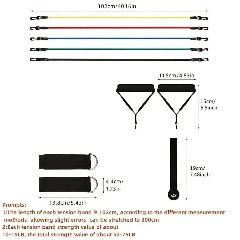 11-Piece TPE Resistance Bands Set with Accessories for Workout - OurLum.com