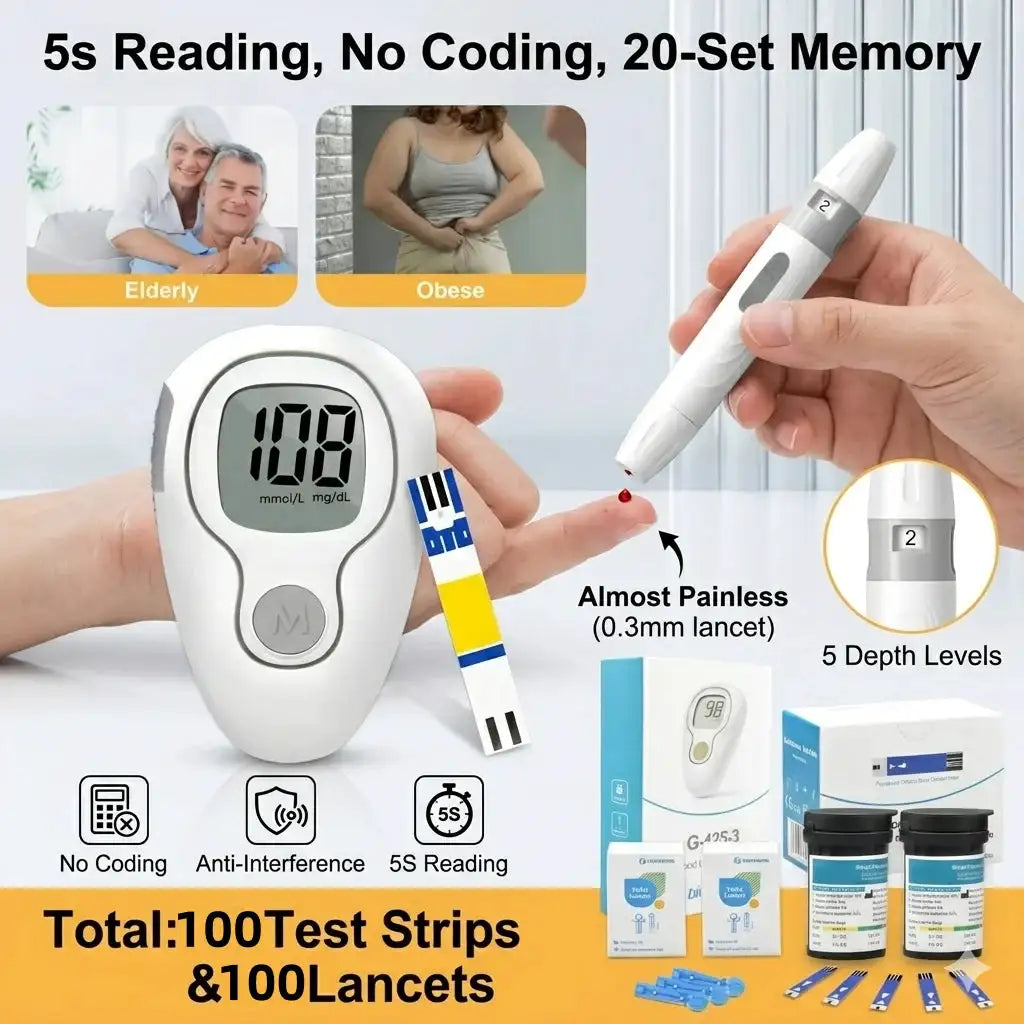 Blood Glucose Monitor Kit Auto-Coding Glucometer for Diabetes — product view 1