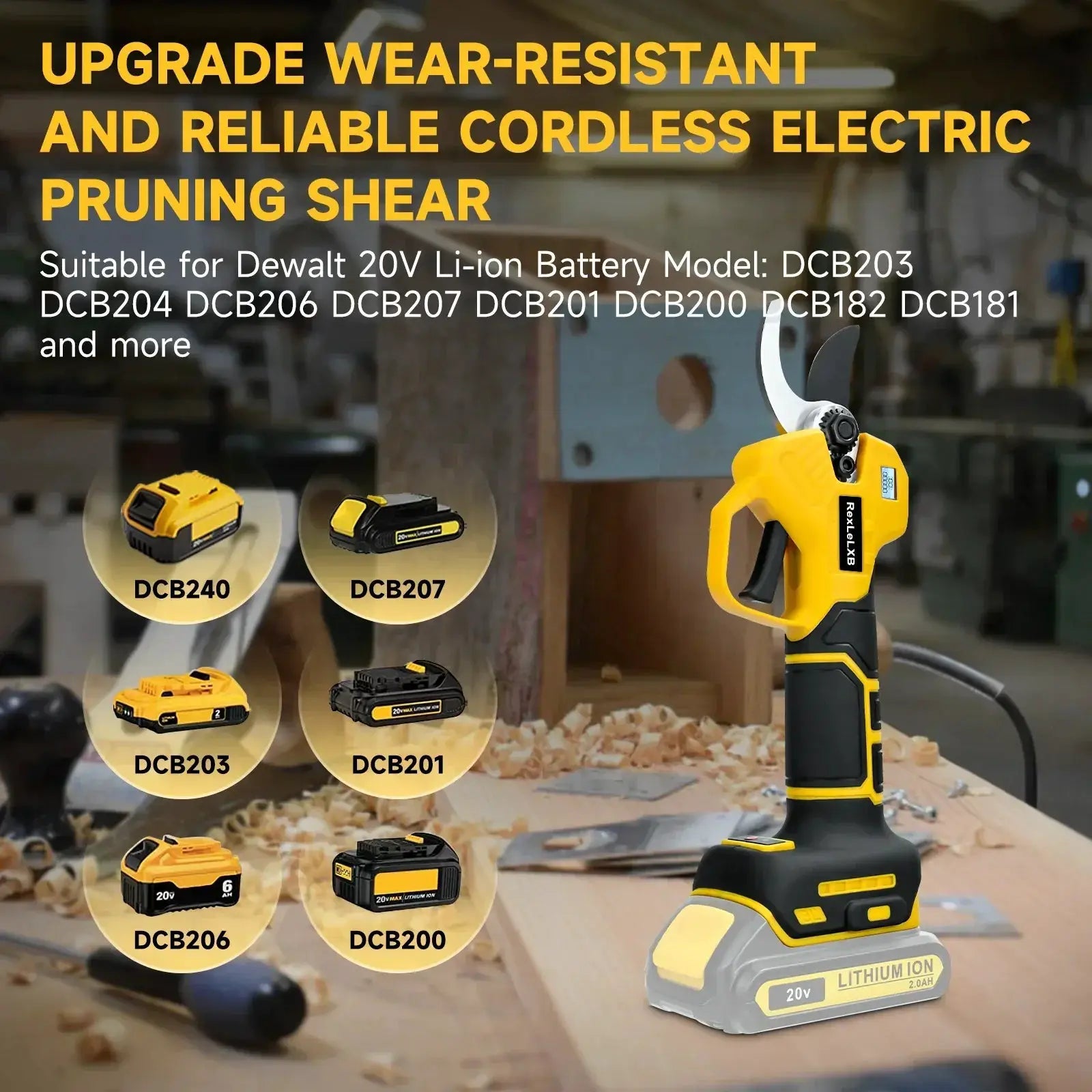 Cordless 30mm Brushless Electric Pruning Shears LCD Display