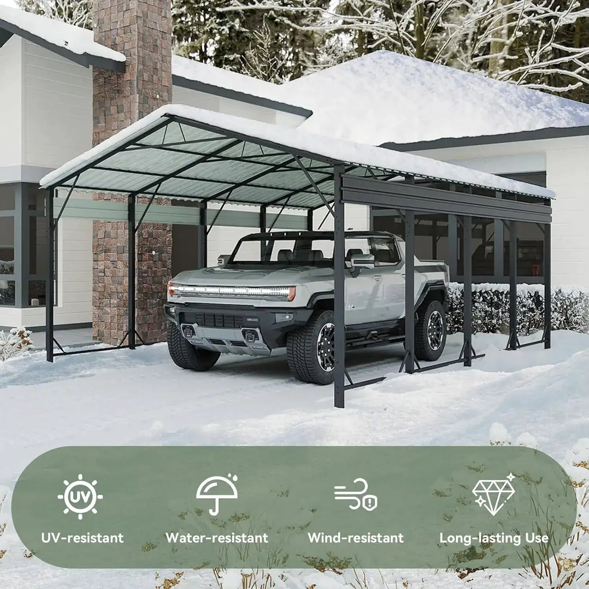 Aoxun Metal Carport 30.48x50.80 Heavy Duty With Reinforced Frame And Base Galvanized Garage Outdoor Awning For Pickups Cars SUVs Tractors Boats