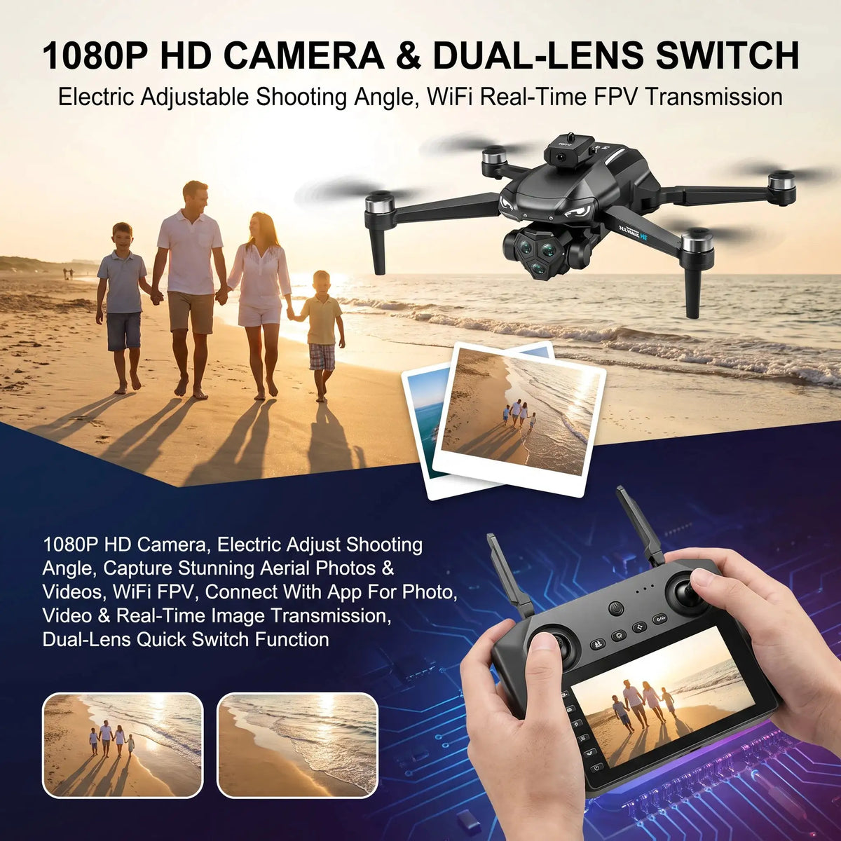 M33Max Aerial Photography UAV Quadcopter Drone,Foldable Remote With Screen,1080P Dual Shooting Camera,EIS Stabilization,Real Time Transmission,Intelligent Obstacle Avoidance,Brushless Motor,Precision Hover,Smart Flight,Perfec